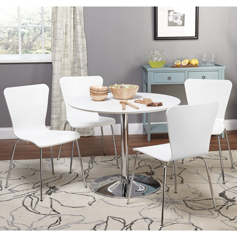 Ensemble de salle à manger Theotis, Blanc, 5 (1 table + 4 chaises)