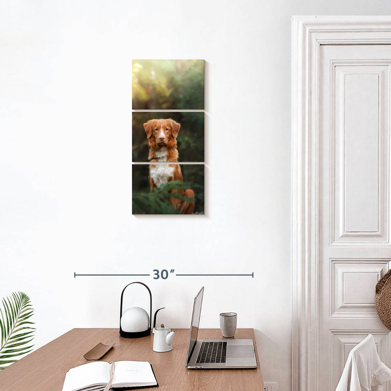 Chien retriever dans la forêt, H 27 po x l 12 po