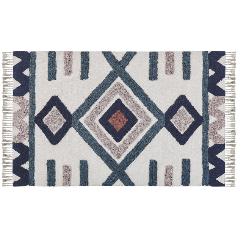 Kirkhill Geometric Cotton Area Rug, Rectangle 140cm x 200cm