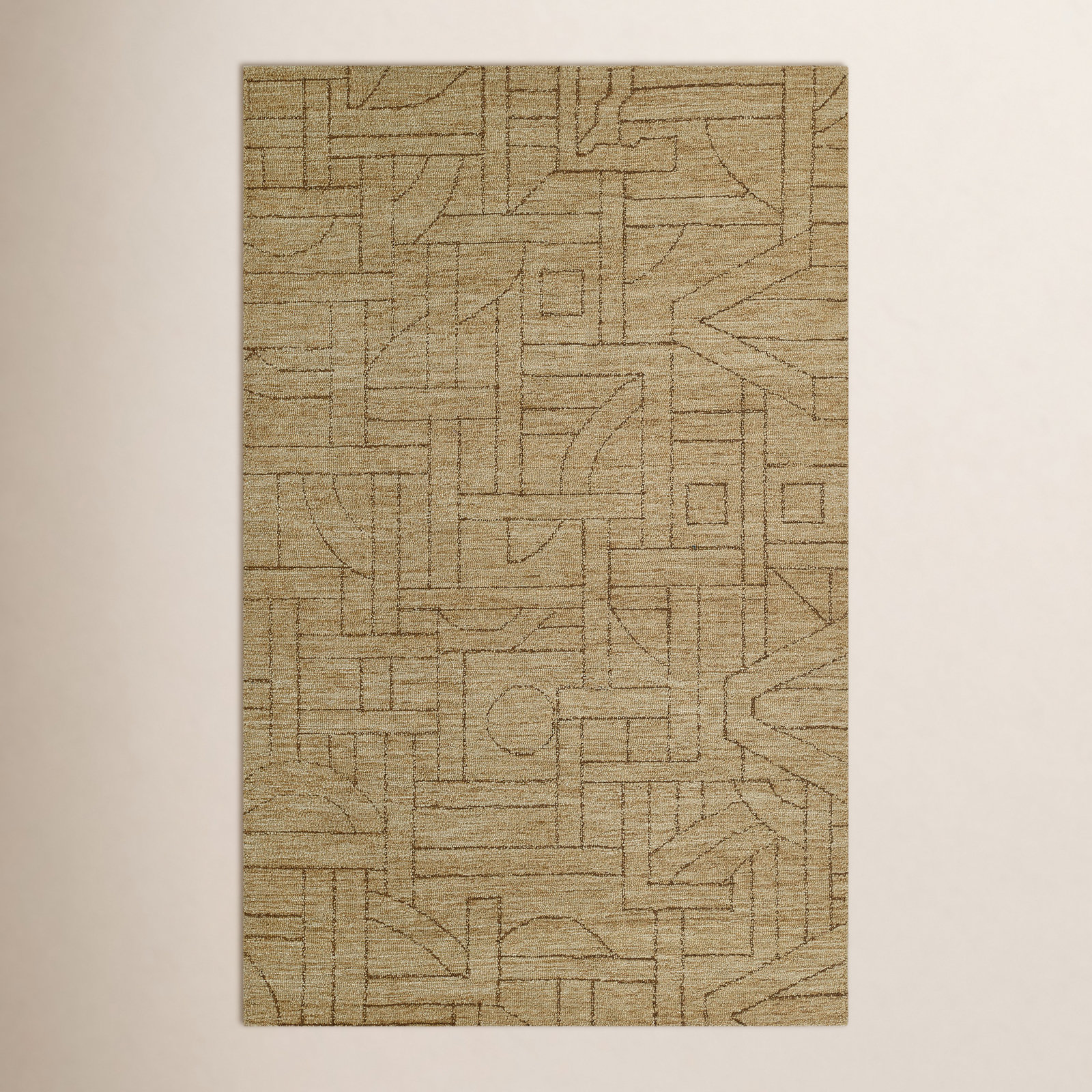 Ann-Sophie Natural Hand-Tufted Geometric Wool Rug, Rectangle 8' x 10'