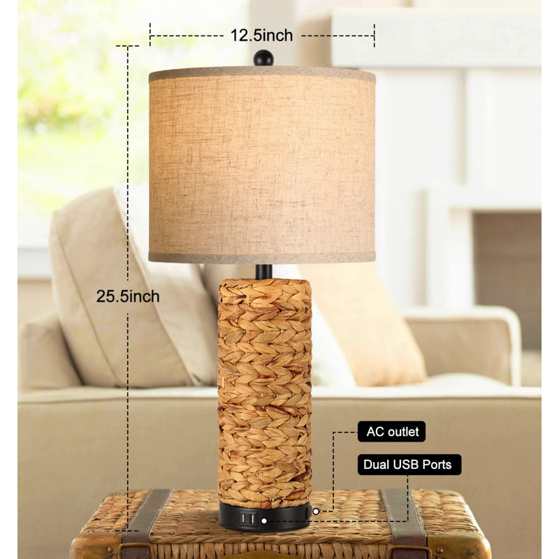 Rattan USB Table Lamp