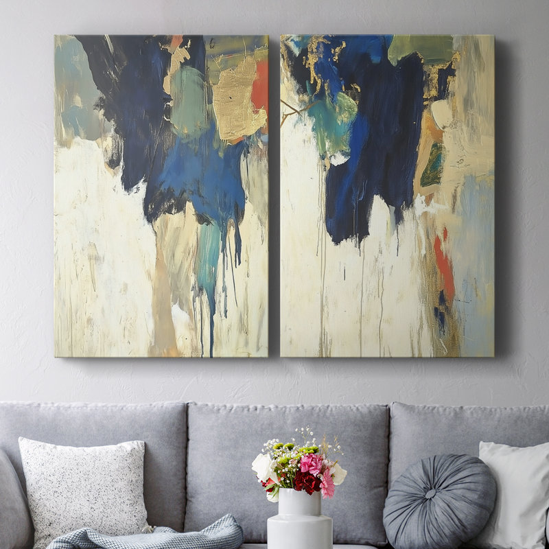 ABSTRACT Series Dccxxxx - Toile tendue avec châssis de qualité supérieure - Prêt à être accroché, H 36 po x l 48 po