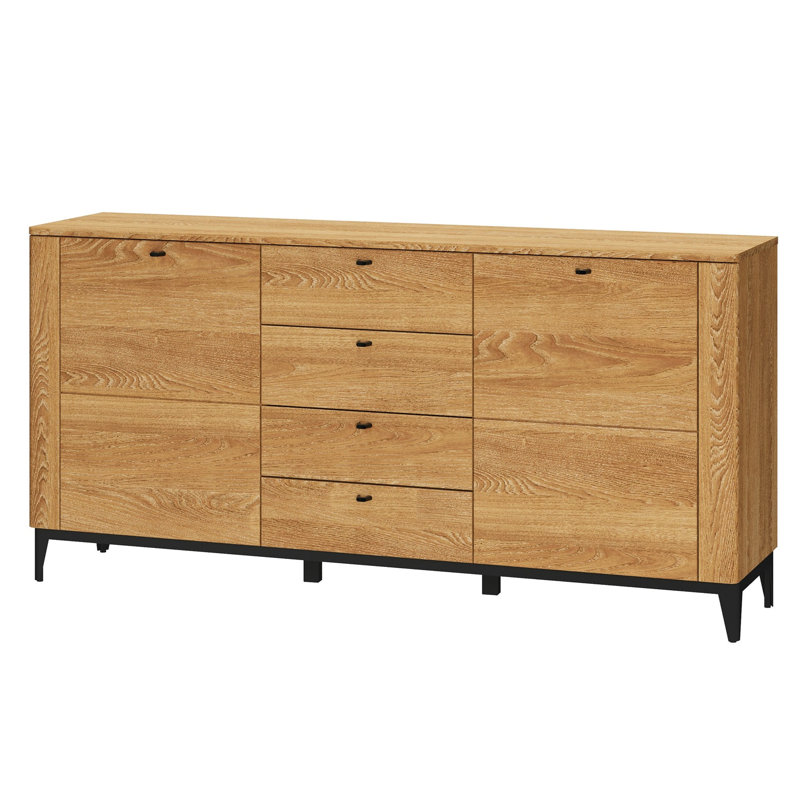 Eastmont Manufactured + Solid Oak Wood 2-Door 4-Drawer Sideboard