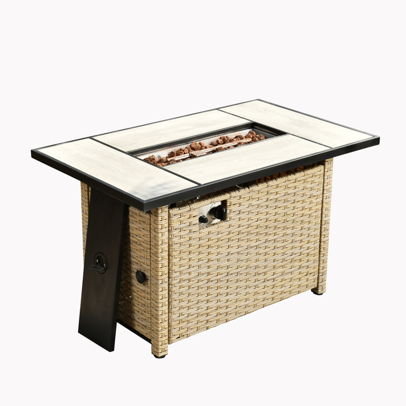 Poêle à gaz d'extérieur en rotin, Beige