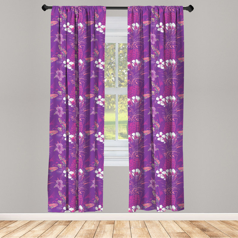 Garden Art Floral Semi-Sheer Rod Pocket Curtain Panels, 28" x 84"