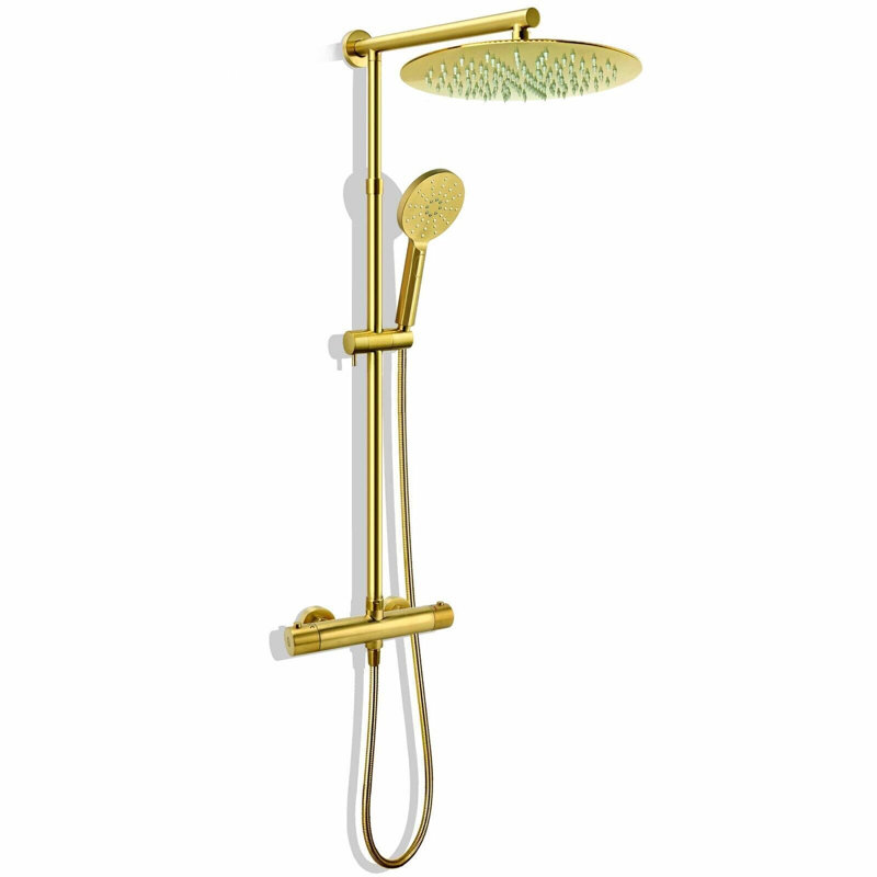 Azaleyah Exposed Thermostatic Mixer Twin Round Rail Bar Complete Shower System with Dual Shower Head