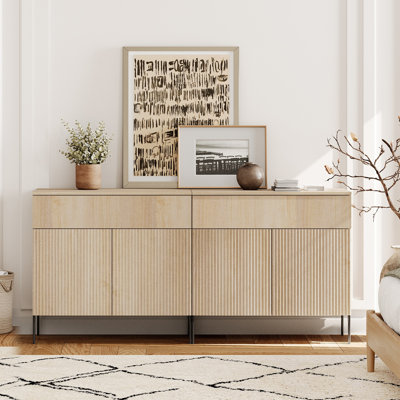 Union Rustic 63" Reeded Baby Dresser With Drawer, Kids Dressers With Doors, Modern Dressers Set Of 2 For Bedroom, Nursery, Hallway by WAMPAT