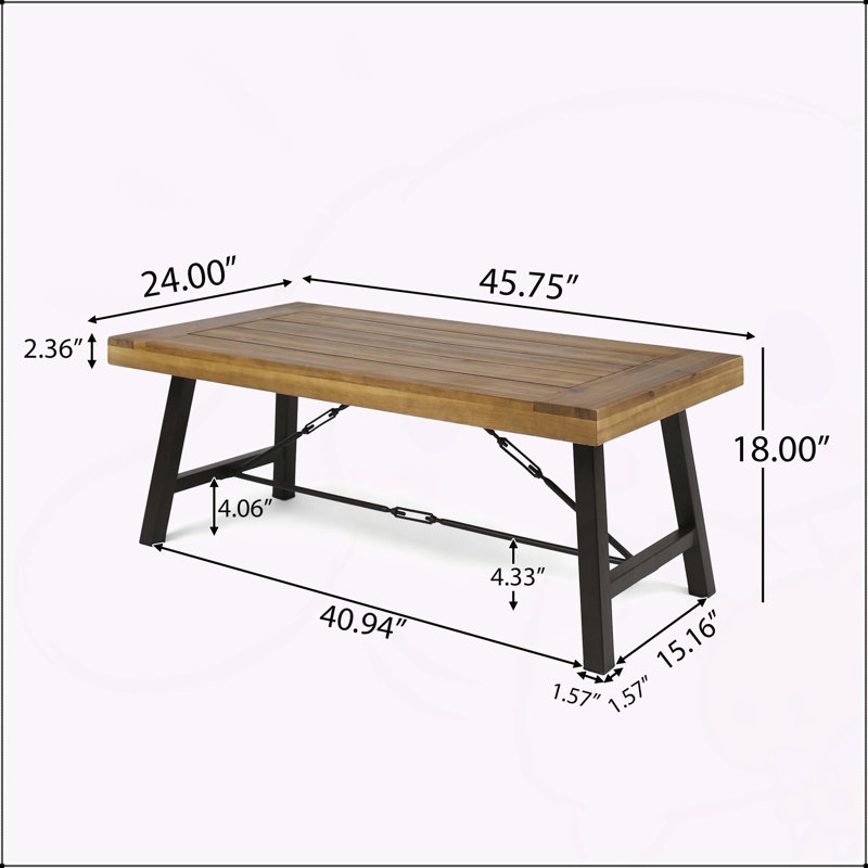 Table basse d'extérieur en bois d'acacia