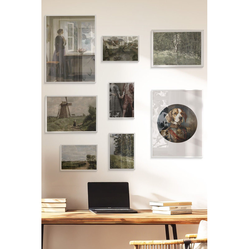 Peinture décorative encadrée (8 pièces), Blanc