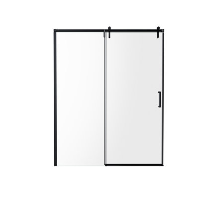 56"-60" W x 76" H Semi-Frameless Single Sliding Shower Door with 1/4"(6mm) Clear Tempered Glass