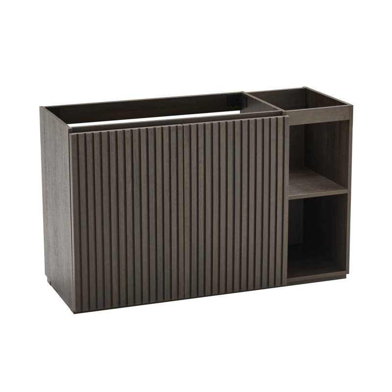 Meuble-lavabo flottant mural de 48 po avec tiroirs noirs doux GALAN pour salle de bain moderne pré-assemblé, Marron foncé