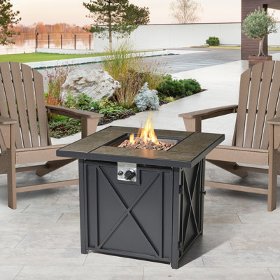 Ramonita Square Aluminum Propane Smokeless Fire Pit Table with Hidden Fuel Tank