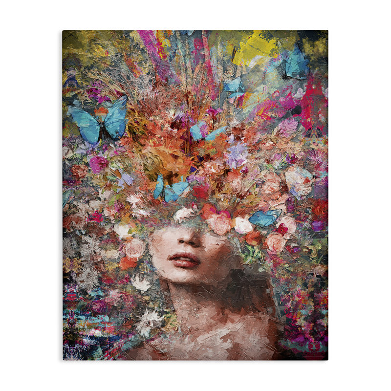 Art abstrait sur toile à motif floral abstrait par Reinders, H 40 po x l 30 po