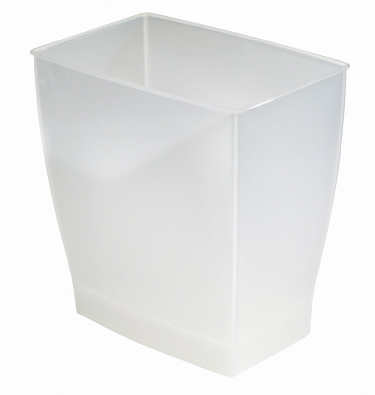iDesign Mono Spa Rectangular Trash Can, Waste Basket, 2.5 Gallon, Frost