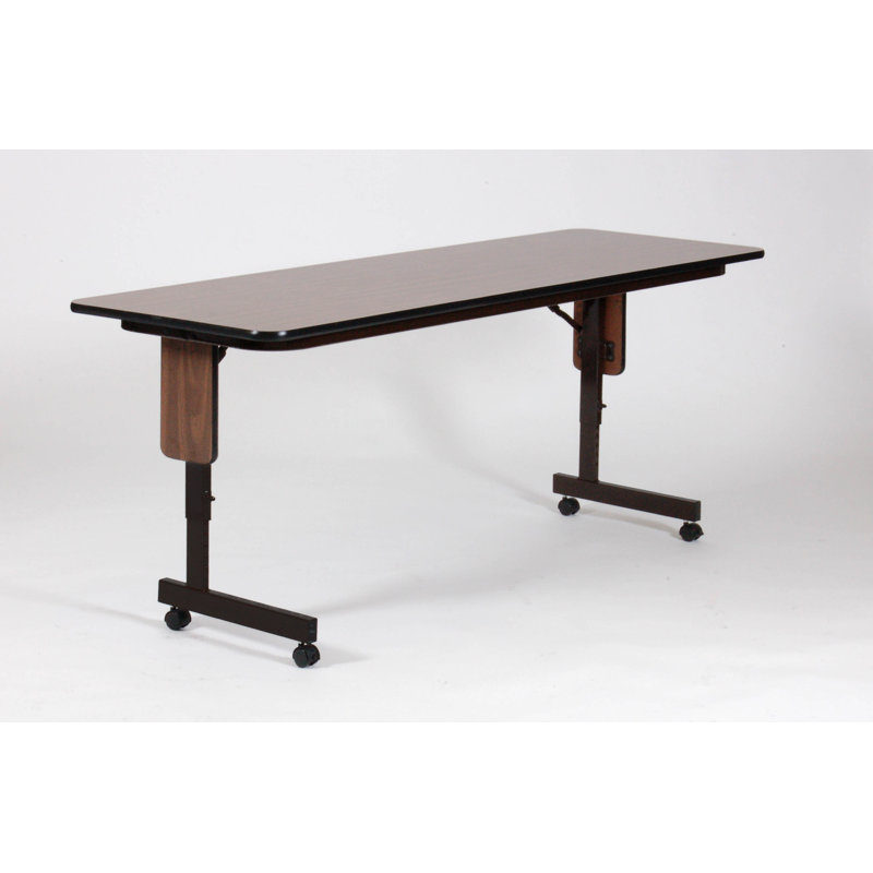 Table pliante rectangulaire réglable, Noyer, l 96 po x P 24 po