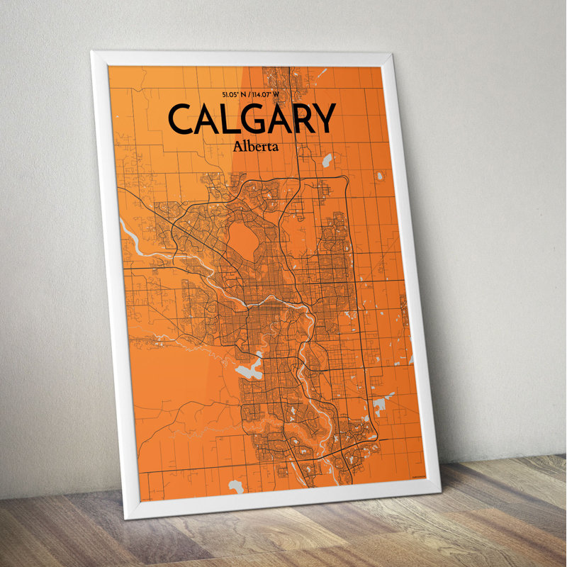 « calgary »-impression d’art graphique sans cadre sur papier, H 17 po x l 11 po x P 0,05 po