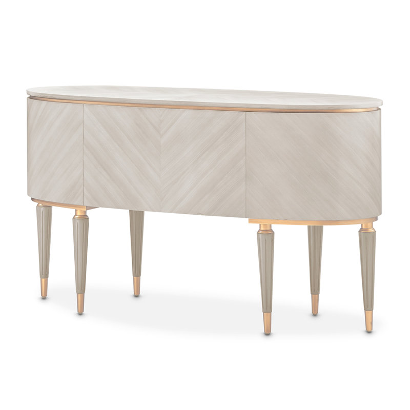 St. Charles Vanity Desk With Glass Top - Dove Gray