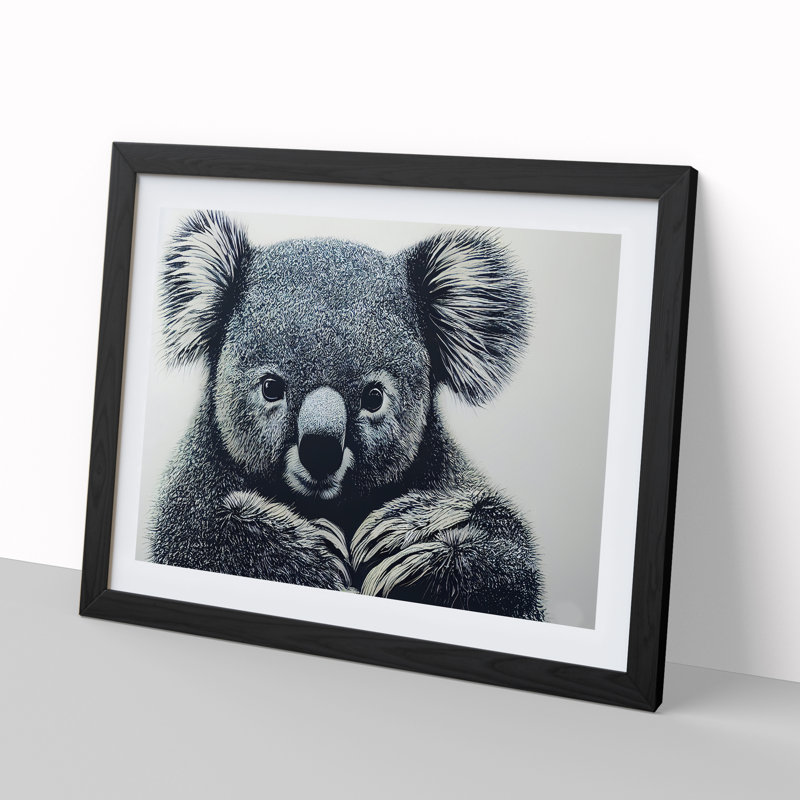 Great Koala Bear - Single Picture Frame Painting, 34cm H x 46cm W x 2cm D, Black