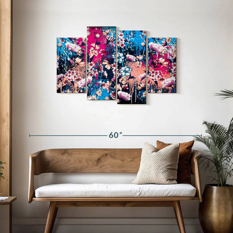 Fleurs botaniques éclaboussées Kerner, H 27 po x l 43 po