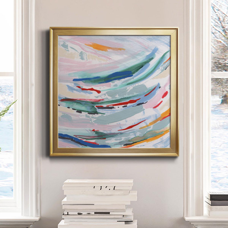 Waterway II - peinture sur toile encadrée, Or, H 34,5 po x l 34,5 po x P 1,5 po