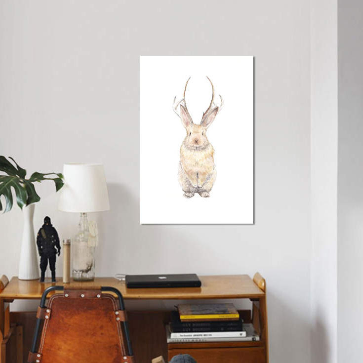 « jackalope », impression sur toile tendue, H 40 po x l 26 po x P 1,5 po, Pas de tapis, Toile tendue