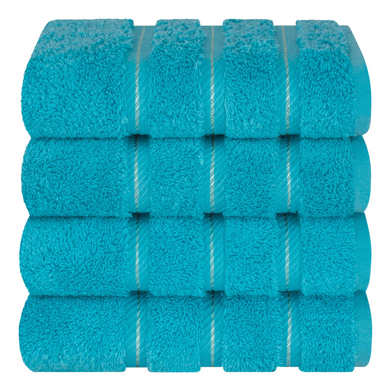 Ensemble de 4 serviettes en coton Edison, Bleu turquoise