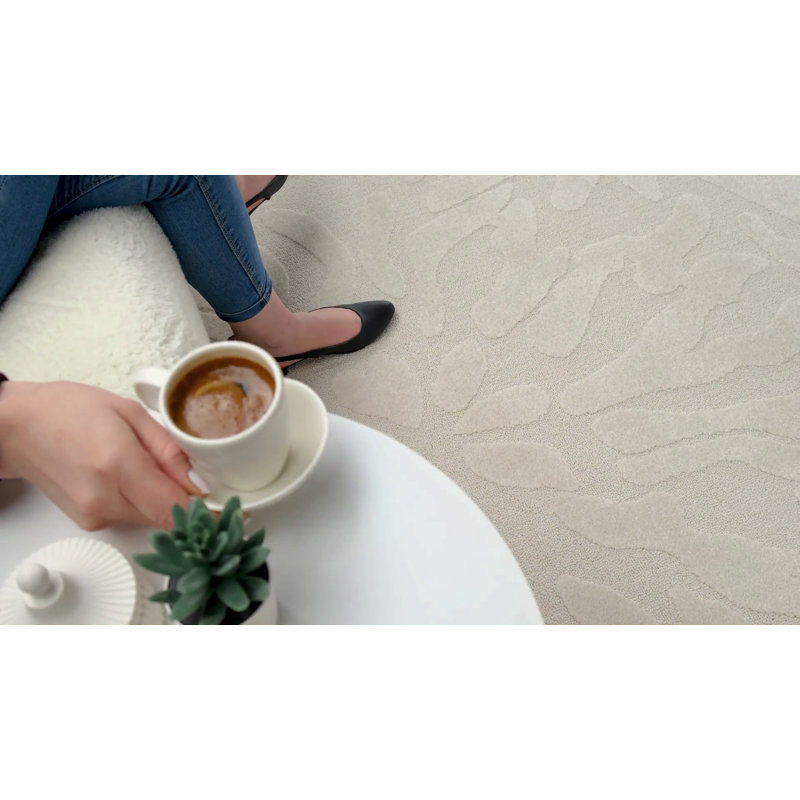Cream Floral Patterned Synthetic 2x3 Area Rug