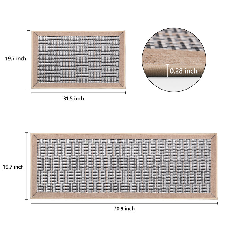 Non Slip Kitchen Rugs Sets Of 2 - Extra Large 20"X71" + 20"X32" Runner Rugs For Kitchen Floor Non Skid Washable, Absorbent Kitchen Mat For In Front Of Sink 2 Piece