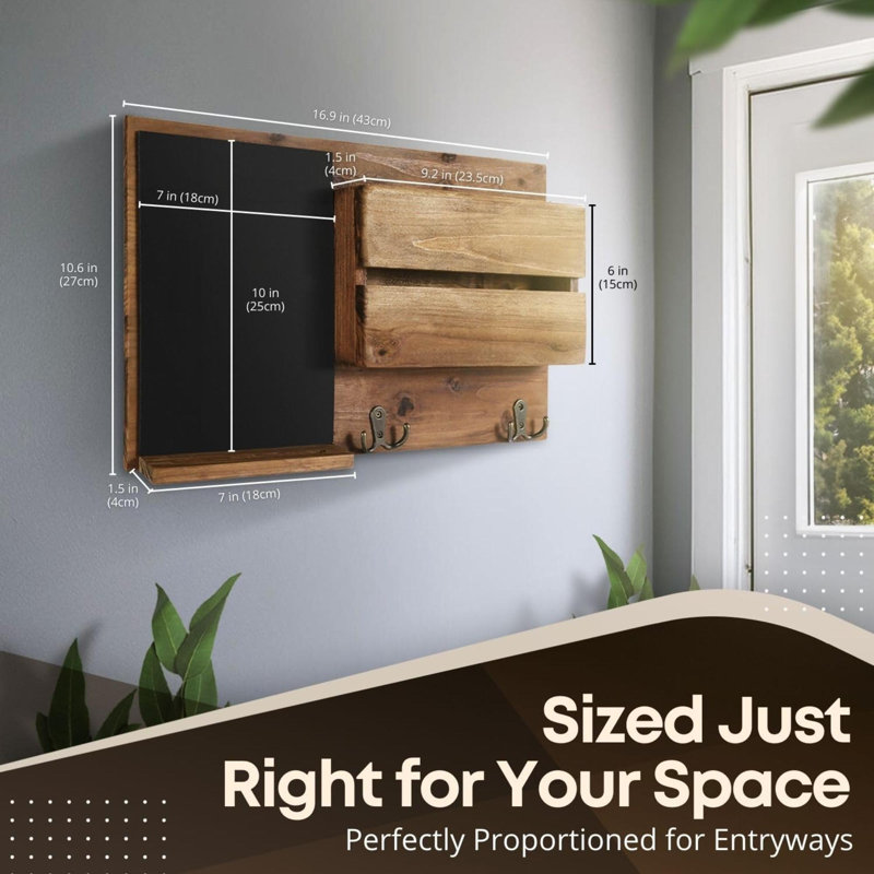 Wood Wall Organizer with Mail Storage