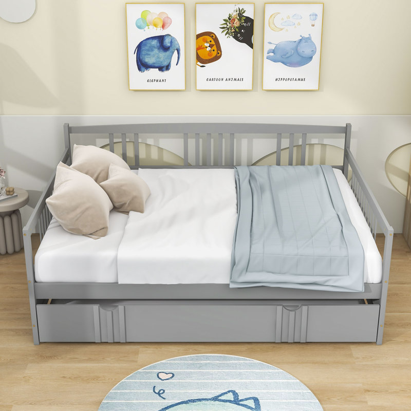 Eolia Wood Daybed With Trundle, Full, Gray
