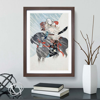 A Warrior in a Snow Storm by Toyohara Chikanobu - Framed Print