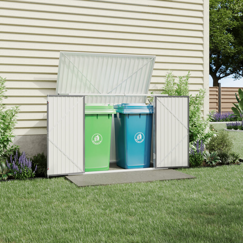 Metal garbage room with sloped roof