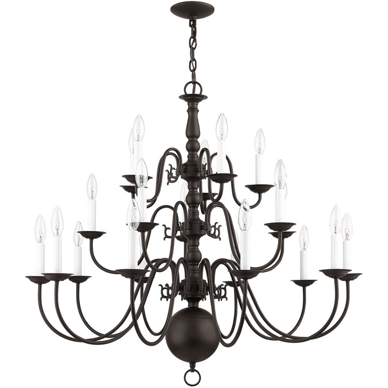 20 - Light Stainless Steel Chandelier, Bronze