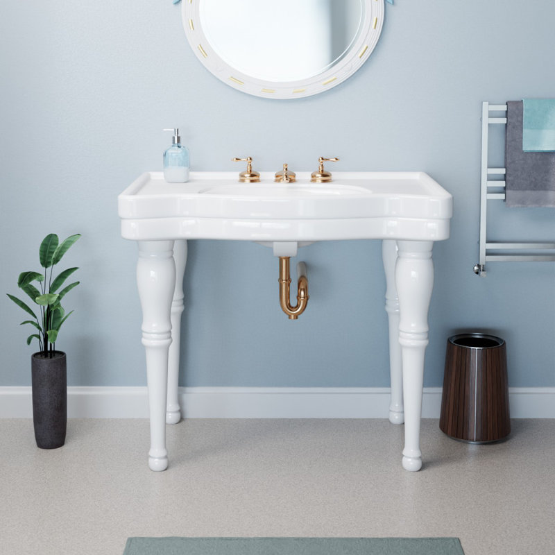 Lavabo de salle de bain console en céramique avec trop-plein Belle Epoque, Brillant