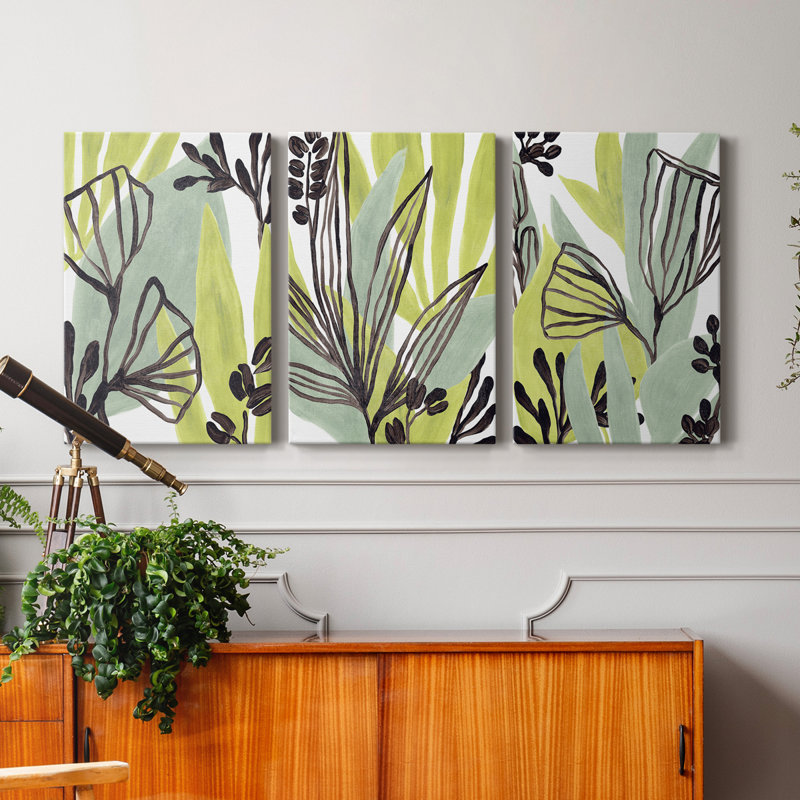 Toile tendue avec châssis Tropical Collage II - prêt à accrocher, H 60 po x l 40 po x P 1 po
