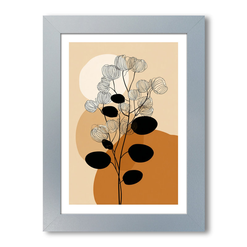 Scandinavian eucalyptus line art Wall Art - minimalist botanical Home Decor Giclee Art Print in neutral beige and terracotta with black 1 Piece Wall Art