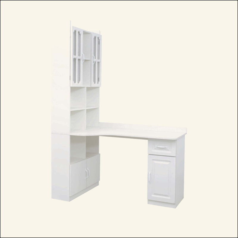Bureau d'ordinateur d'angle en L pour bureau à domicile ou bureau d'étude, table d'étude de style moderne avec tiroirs, bibliothèque et huche, conception en L 2 en 1, grand espace de travail