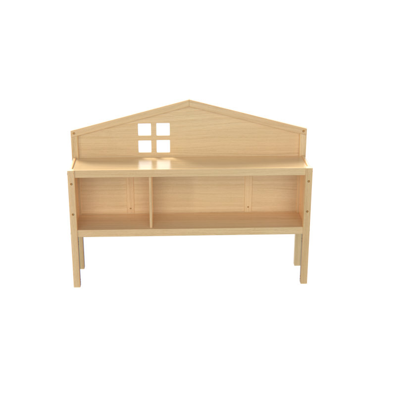 Headboard Storage Cabinet for Montessori Floor Bed with Bookcase, Natural