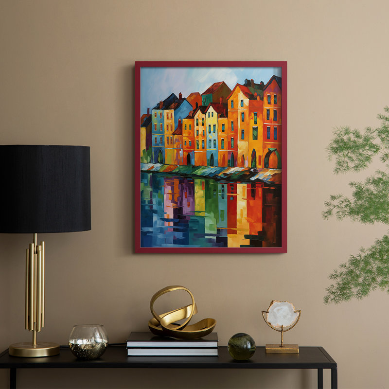 «LANDSCAPES Series CCL XXVI», reproduction encadrée - bois massif, Rouge, H 15 po x l 12 po