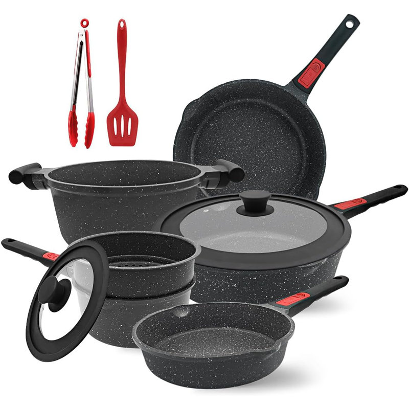 10 - Piece Non-Stick Aluminum Cookware Set, Black