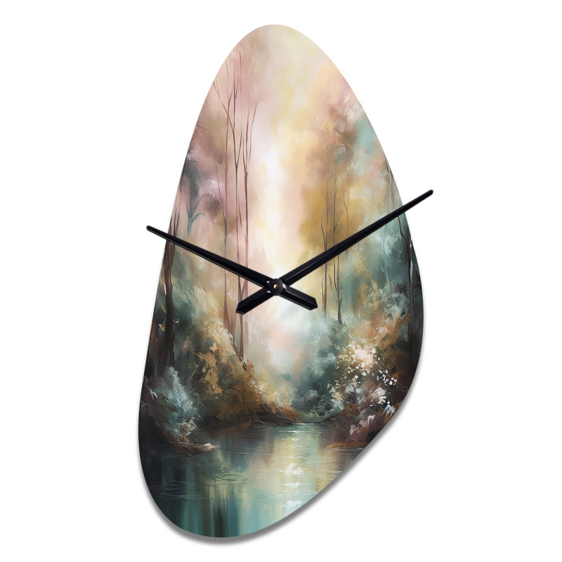 Horloge murale en métal Whimsical Stream - Mountain, Grand