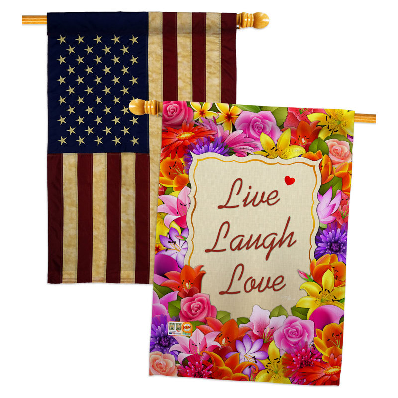 Drapeau de maison en polyester à 2 côtés Love x 40 po