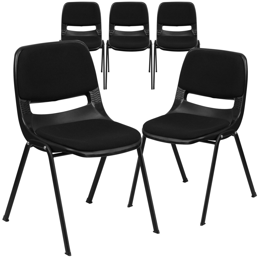Keaton 880 lb. Capacity Padded Ergonomic Shell Stack Chair with Metal Frame (Set of 5) Flash Furniture