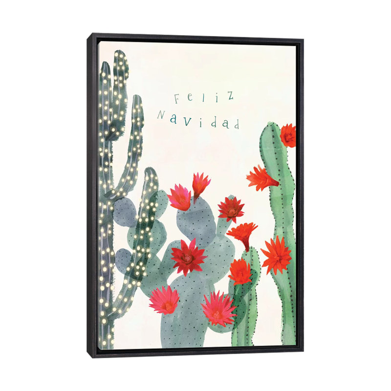 «Desert Christmas Cactus II» par Victoria Borges - impression d'art graphique, H 26 po x l 18 po x 1,5 po, Aucun mat