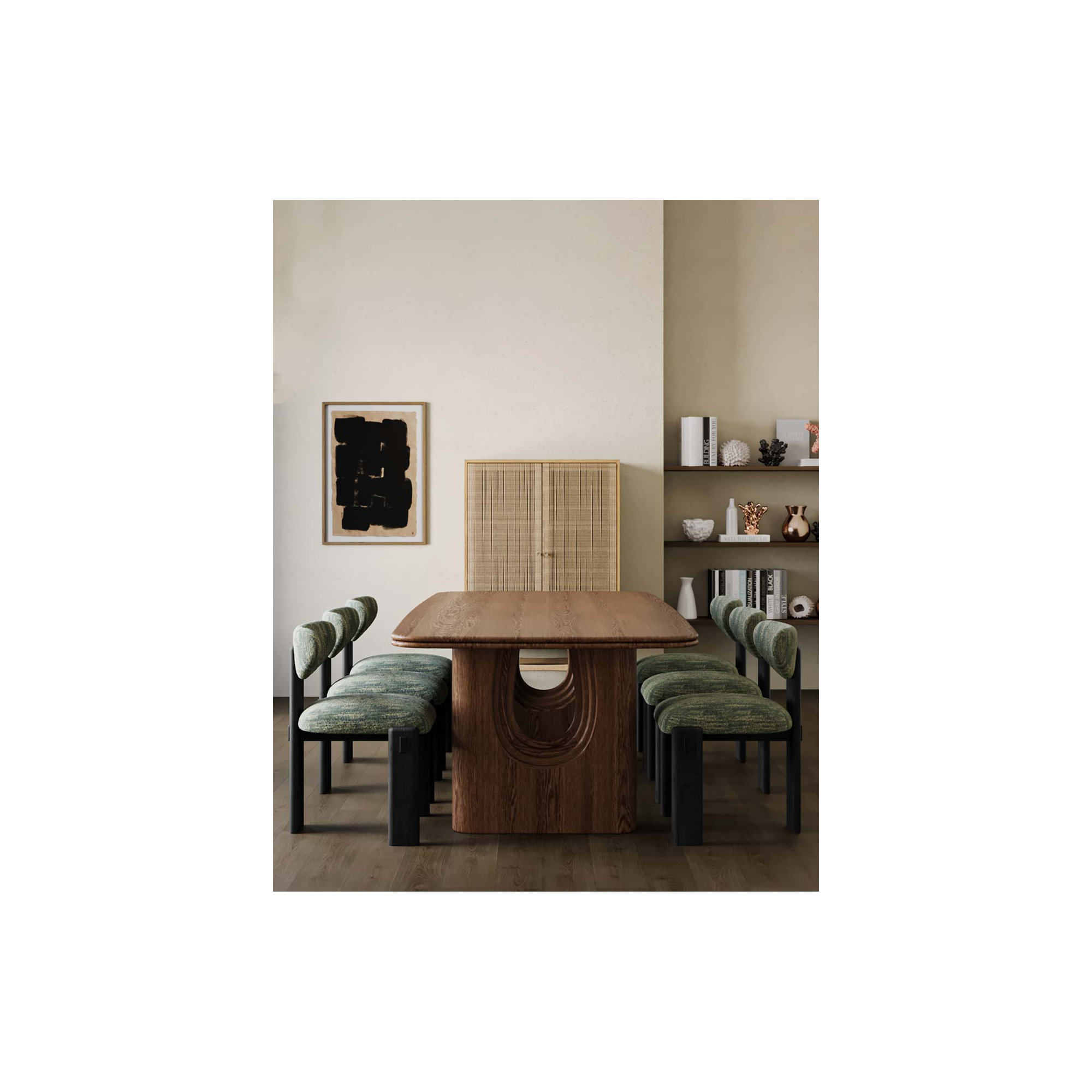 Campbell Layered 86" Dining Table, Mud Brown