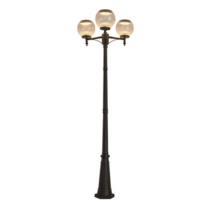 Solar-Powered Outdoor Lamp Post with Dusk to Dawn Sensor, 3-Light Roman Street Lamp