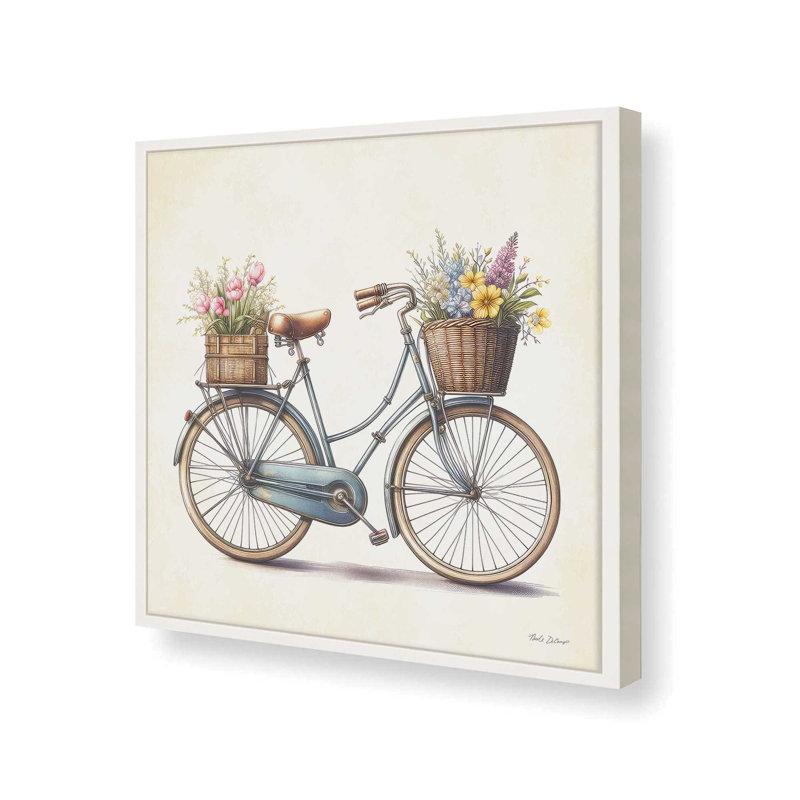 "Floral vélo I" par Nicole DeCamp, reproduction d'art, L 30 po x H 30 po, Blanc, Impression encadrée