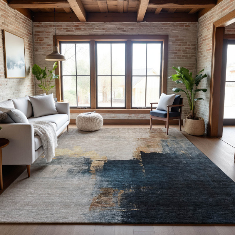 Premium Machine Washable Dahl AMF1071 Abstract Rug, Rectangle 2'6" x 3'10"