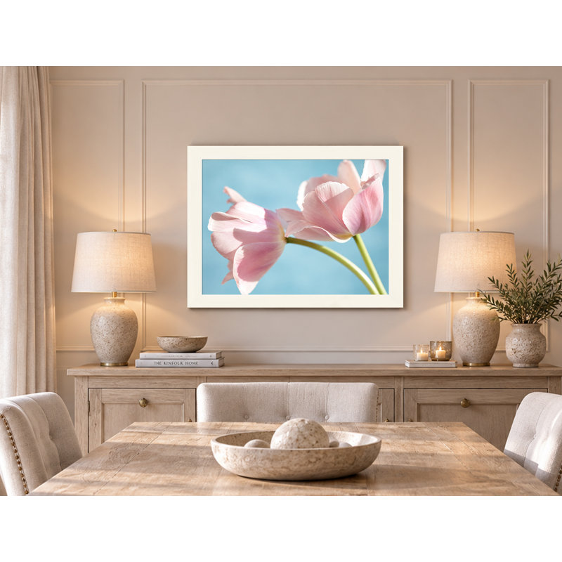 Pink Tulips on Pale Aqua