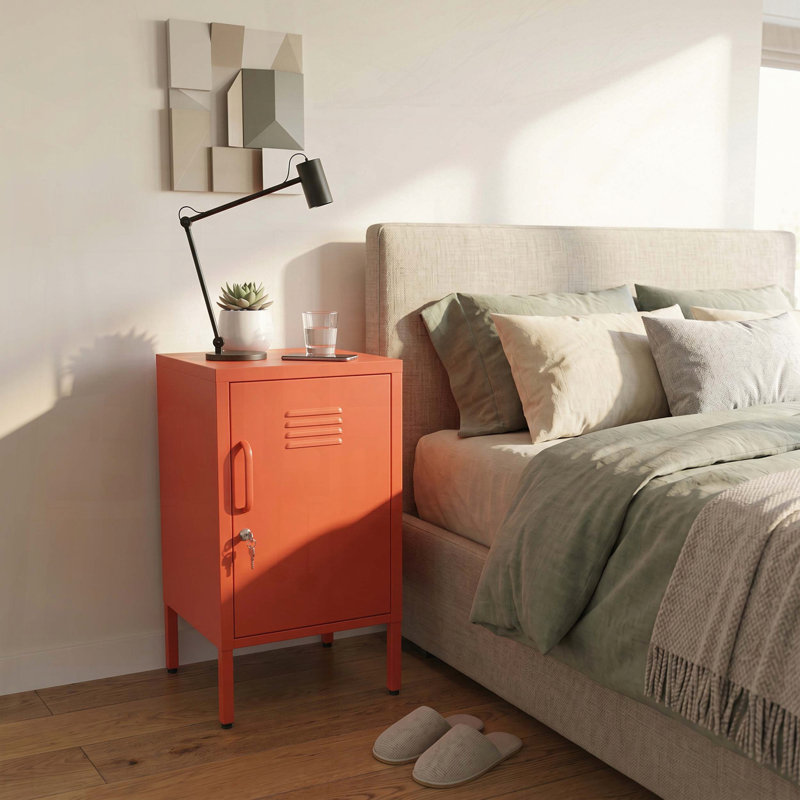 Lockable Multi-Functional Metal Storage Cabinet with Adjustable Shelf, Orange
